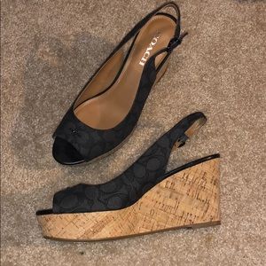 Coach Slingback Cork Wedges, Sandals, Peep Toe